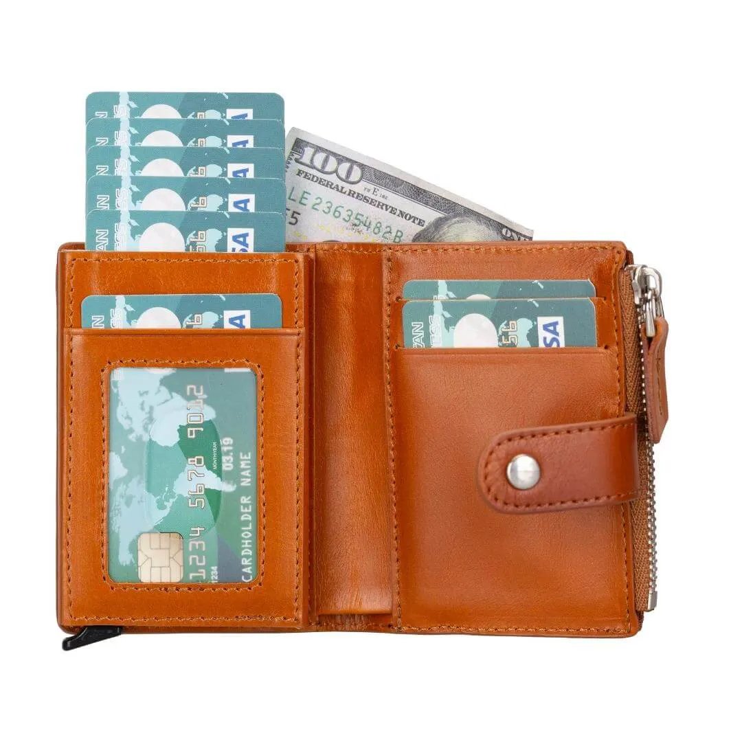 Glenrock Genuine Cowhide Leather Pop Up Card Holder Wallet by TORONATA