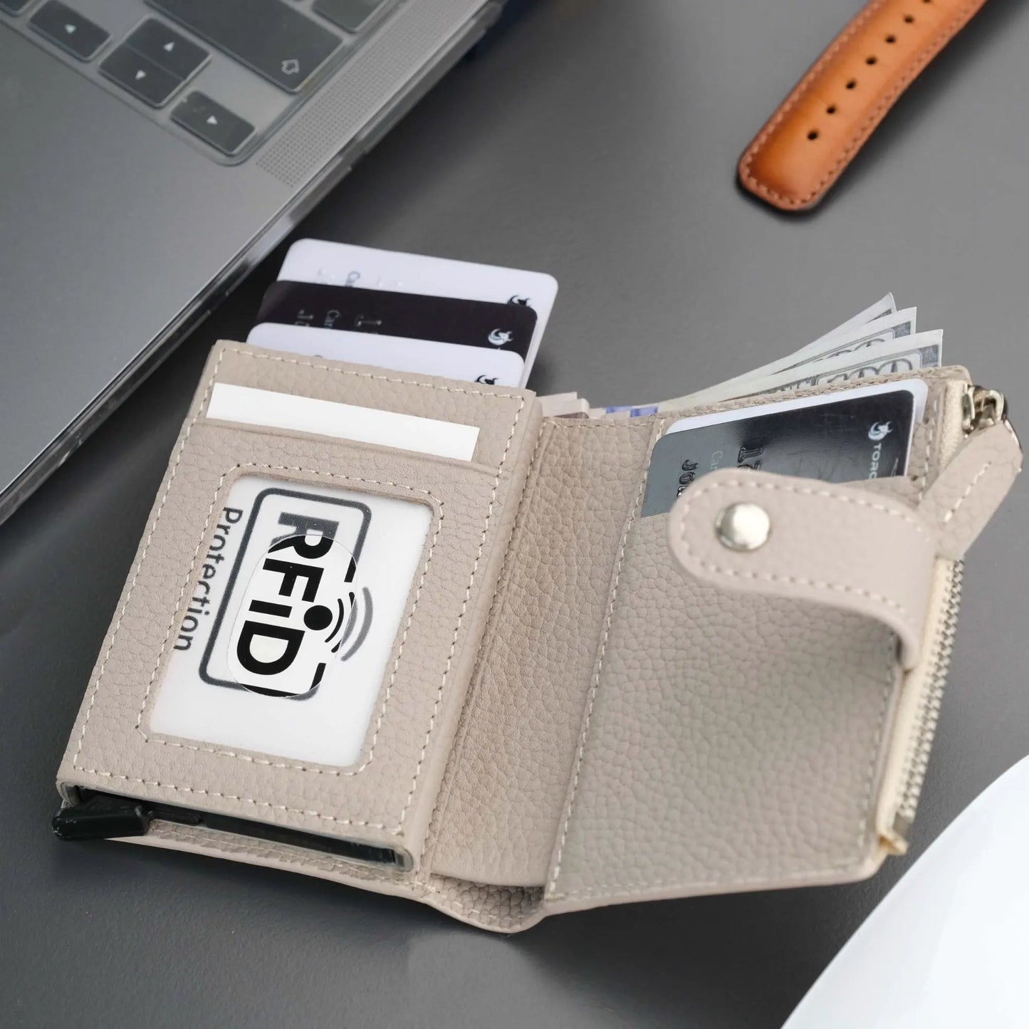 Glenrock Mink Leather Pop-up Cardholder Wallet by TORONATA