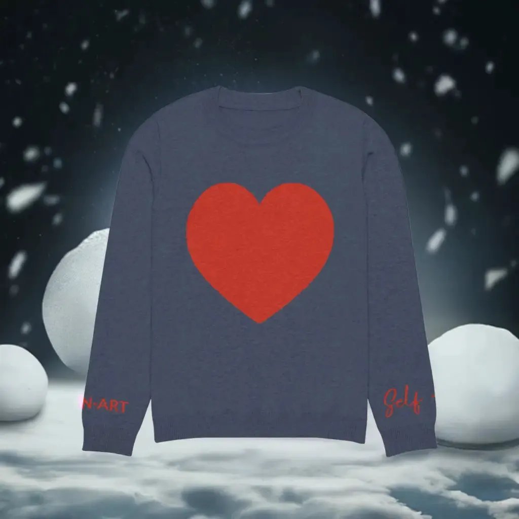 Heart - Knitted crew neck sweater NAVY by Maiden-Art