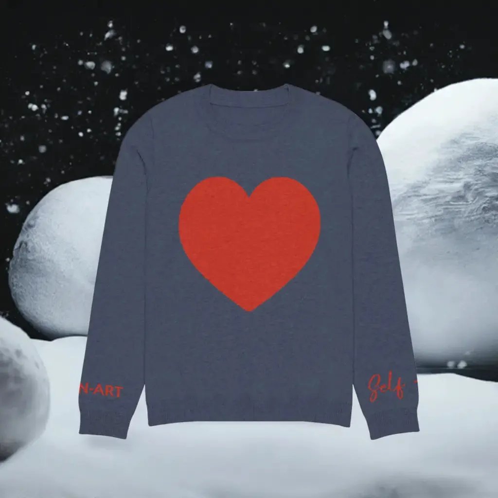 Heart - Knitted crew neck sweater NAVY by Maiden-Art