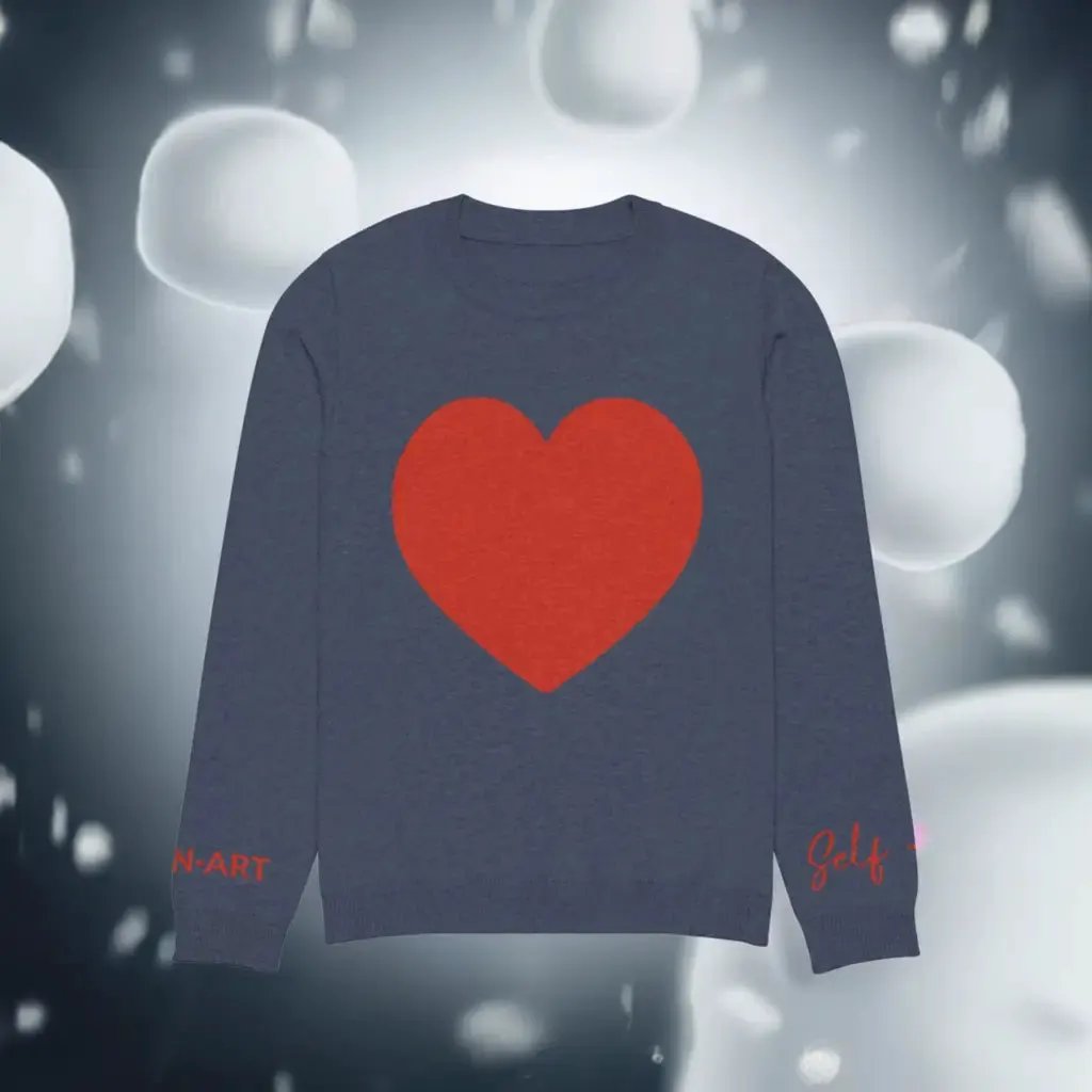 Heart - Knitted crew neck sweater NAVY by Maiden-Art