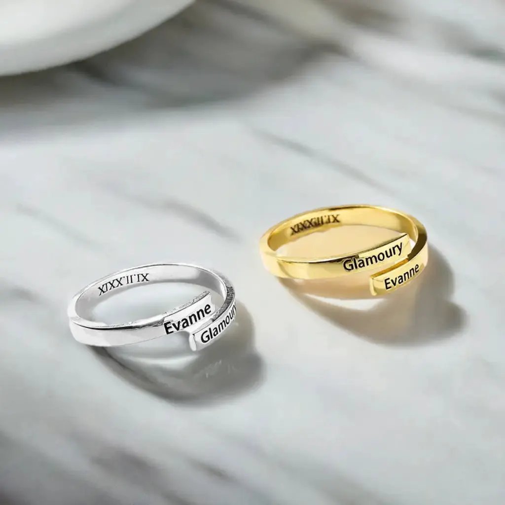Full Silver 2-Name Ring - sterling silver ring by Maiden-Art
