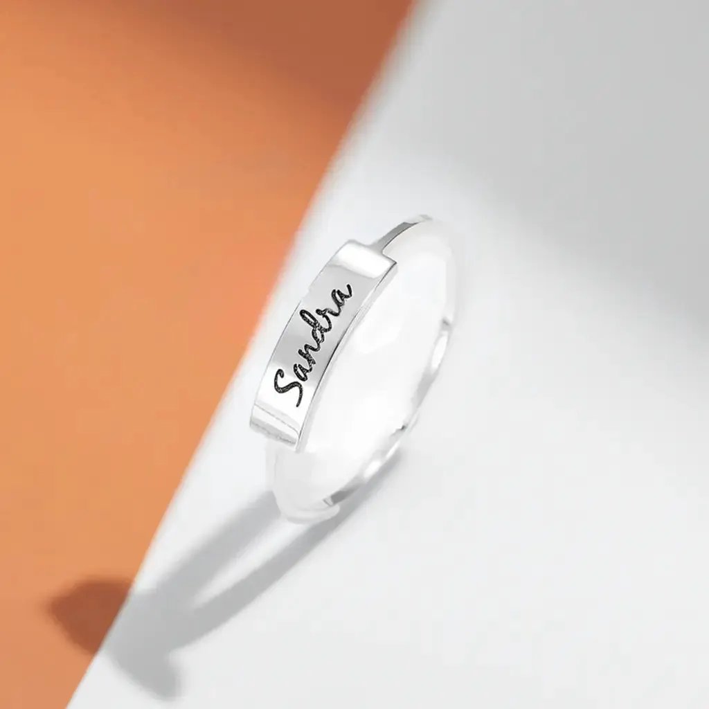 Full Silver Name-1 Ring - silver ring by Maiden-Art