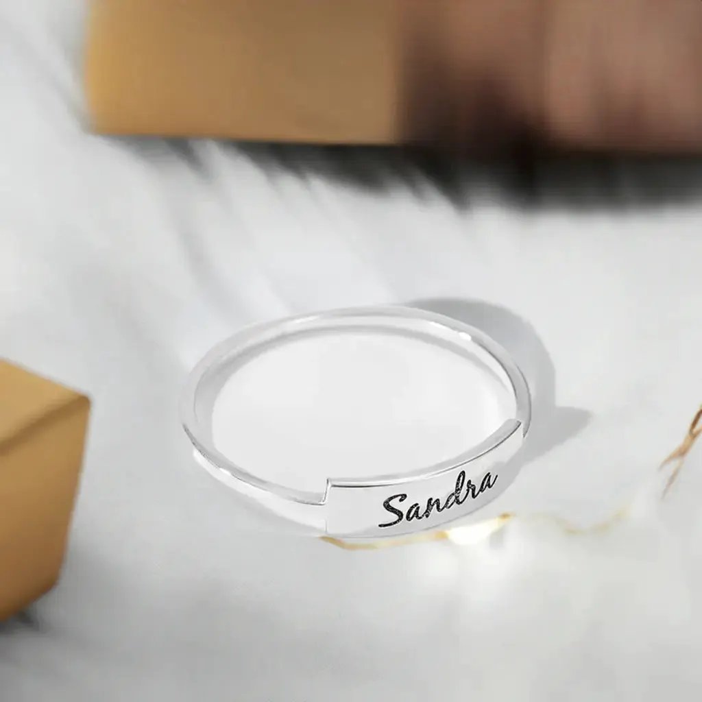 Full Silver Name-1 Ring - silver ring by Maiden-Art
