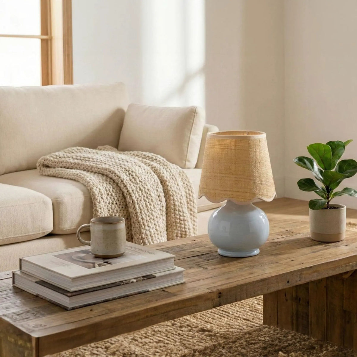 Benton Handmade Ceramic Table Lamp with Cotton Shade by TORONATA