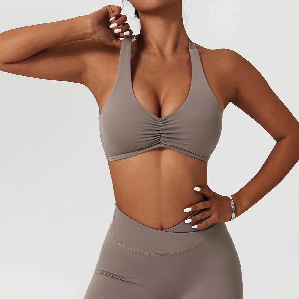 Halter Ruched Bra by Rockstar Peach
