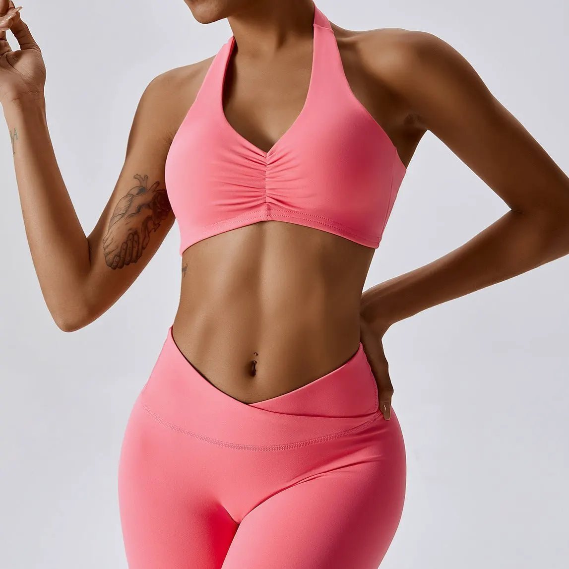 Halter Ruched Bra by Rockstar Peach