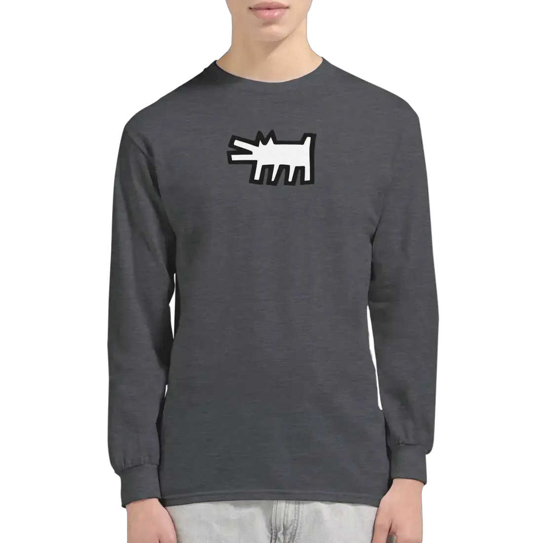 Haring's - The Barking Dog Icon, 1990 Street Art Long Sleeve Shirt by Art-O-Rama Shop