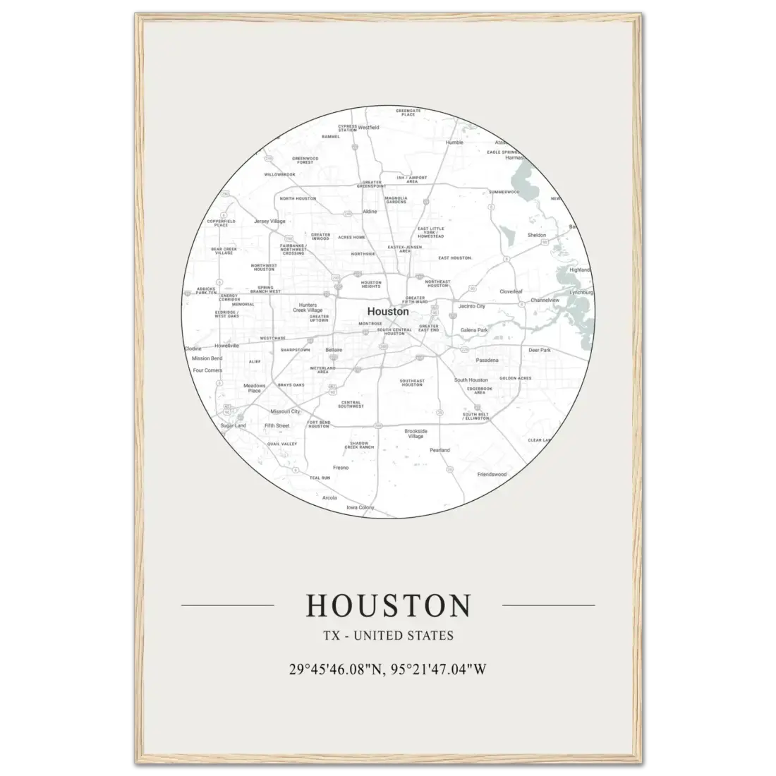 Houston, Texas, United States minimalist map poster by Art-O-Rama Shop