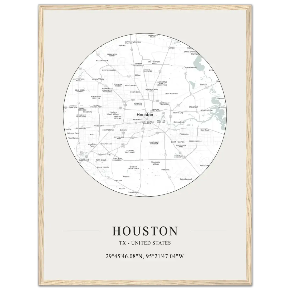 Houston, Texas, United States minimalist map poster by Art-O-Rama Shop