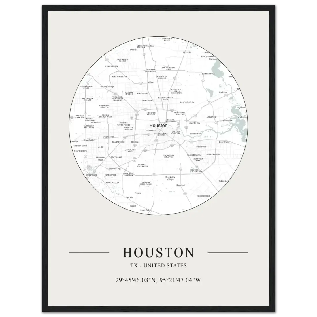 Houston, Texas, United States minimalist map poster by Art-O-Rama Shop