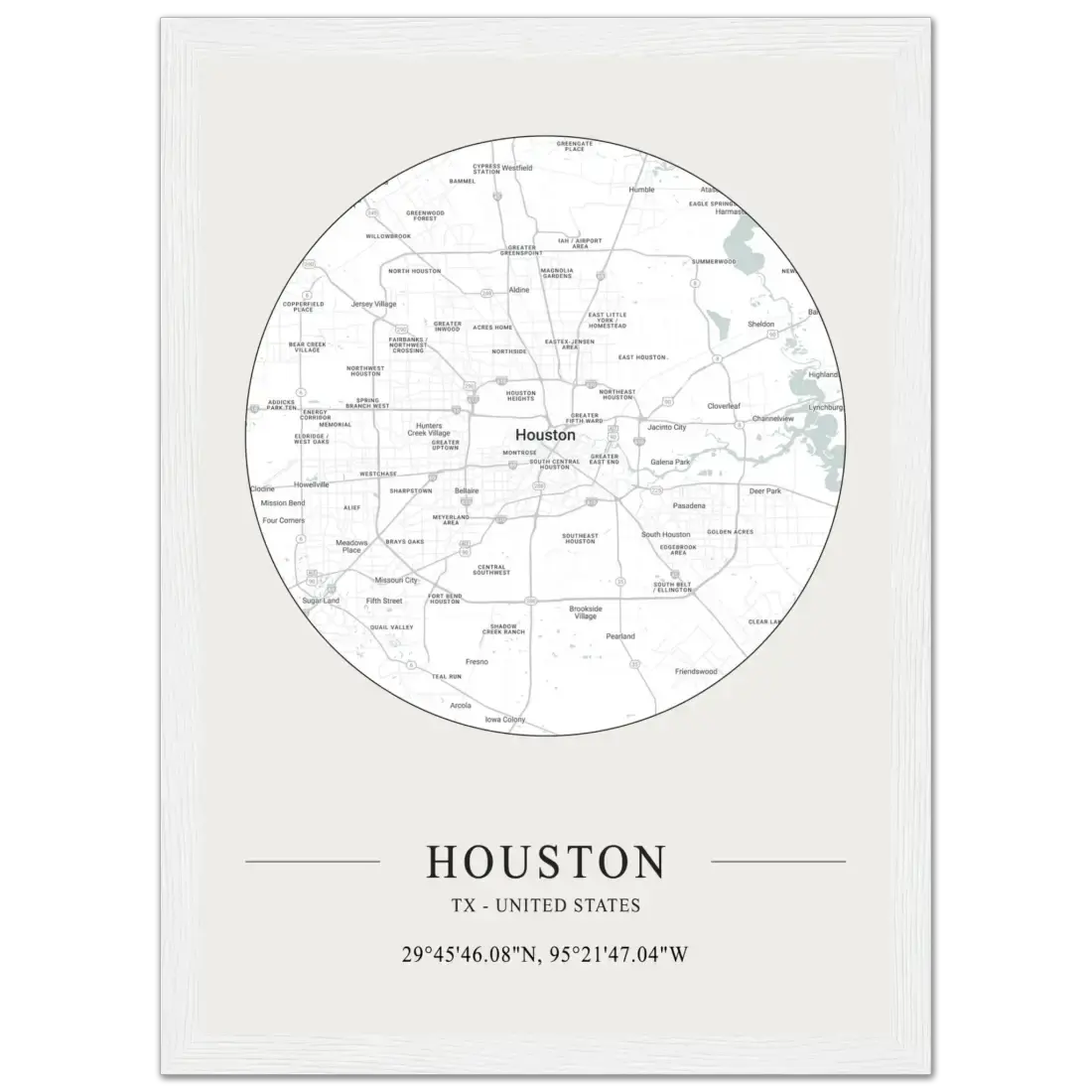 Houston, Texas, United States minimalist map poster by Art-O-Rama Shop