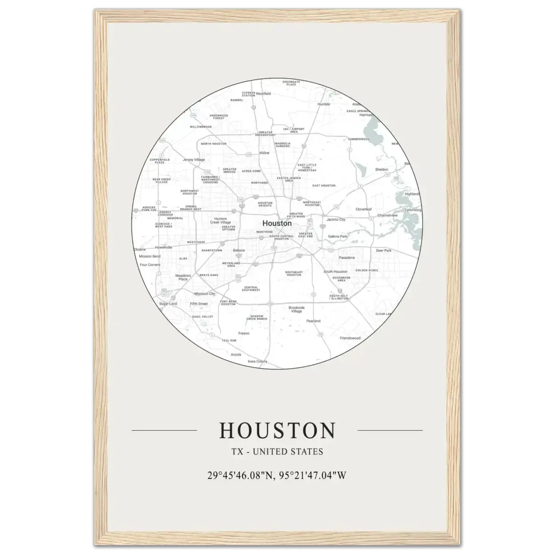 Houston, Texas, United States minimalist map poster by Art-O-Rama Shop
