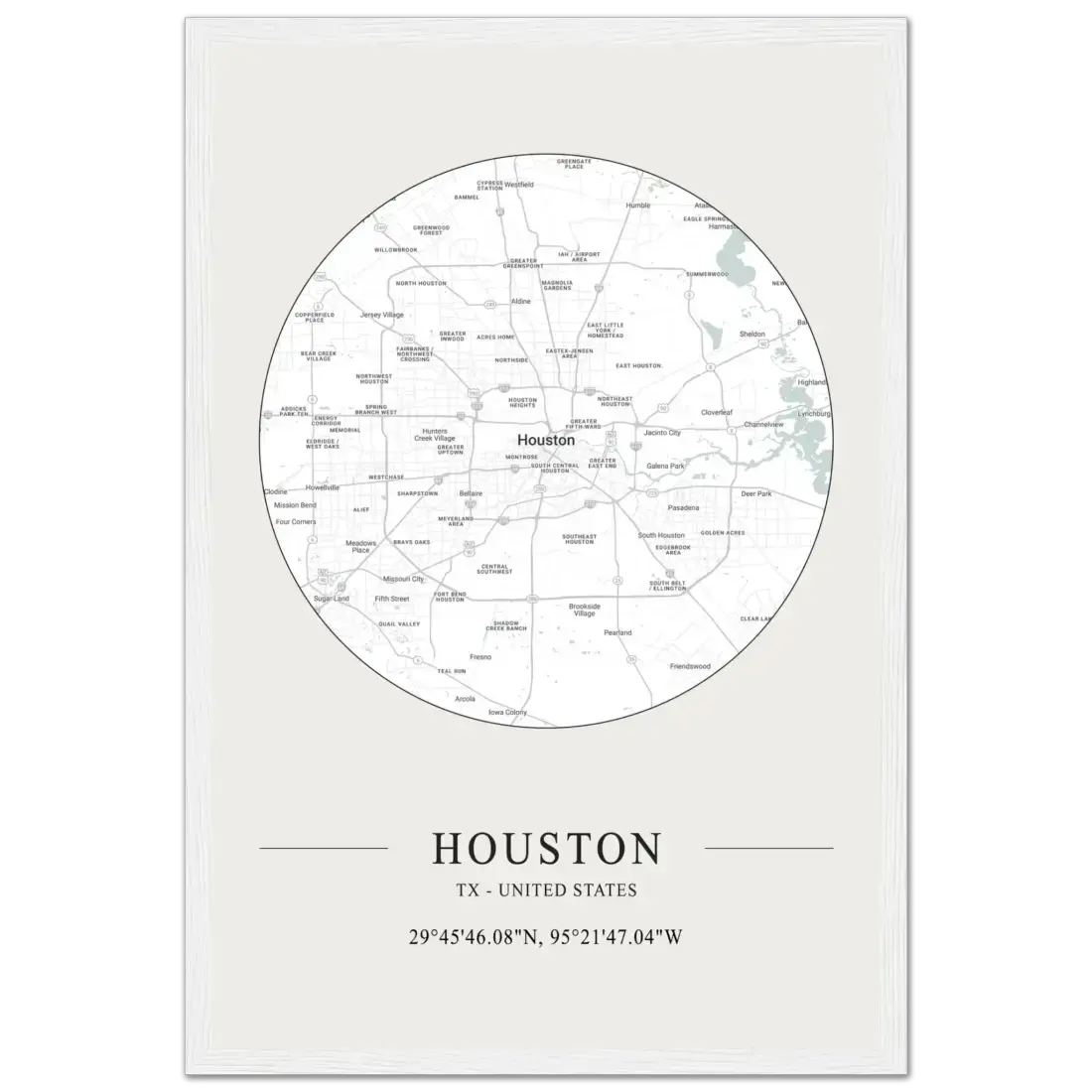 Houston, Texas, United States minimalist map poster by Art-O-Rama Shop