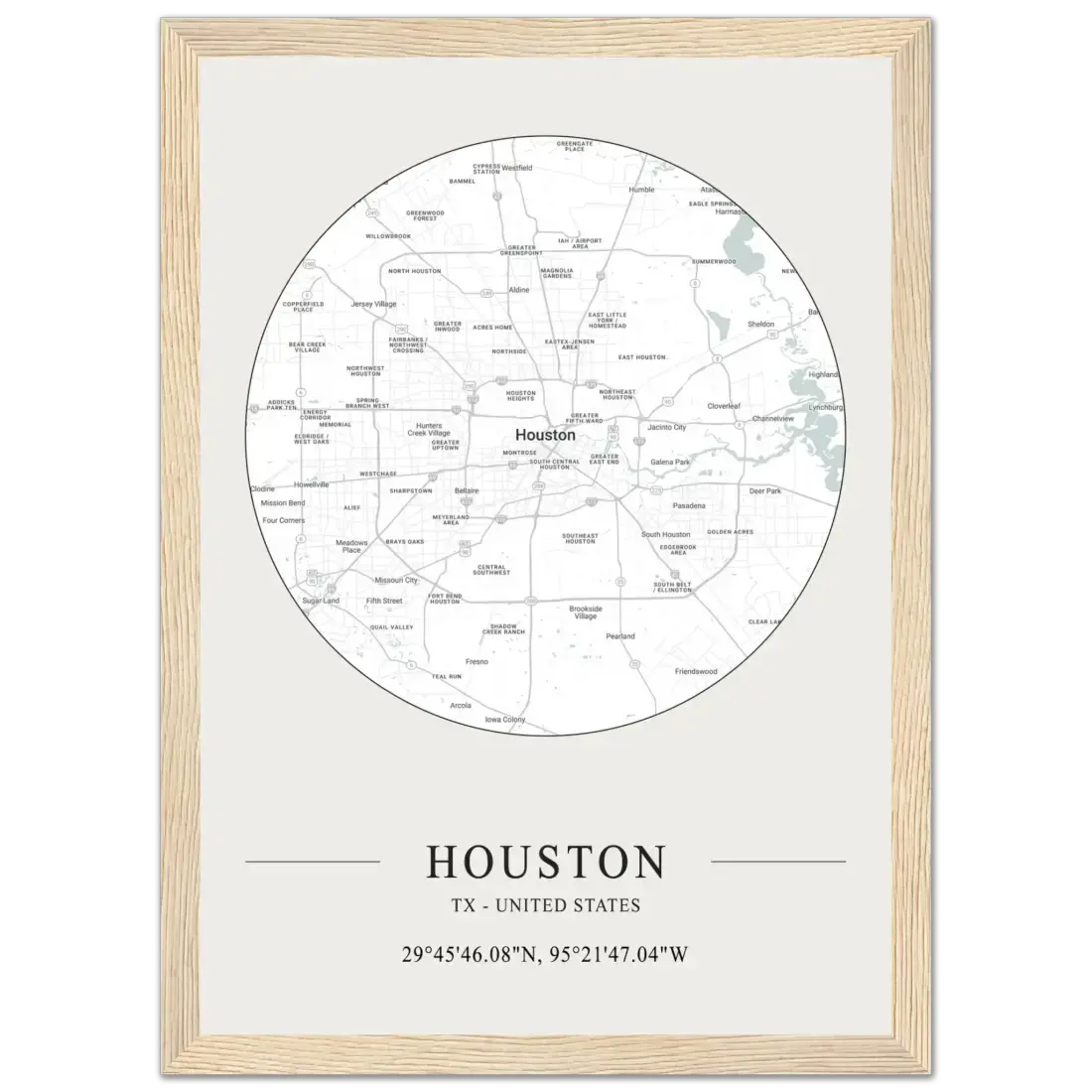 Houston, Texas, United States minimalist map poster by Art-O-Rama Shop