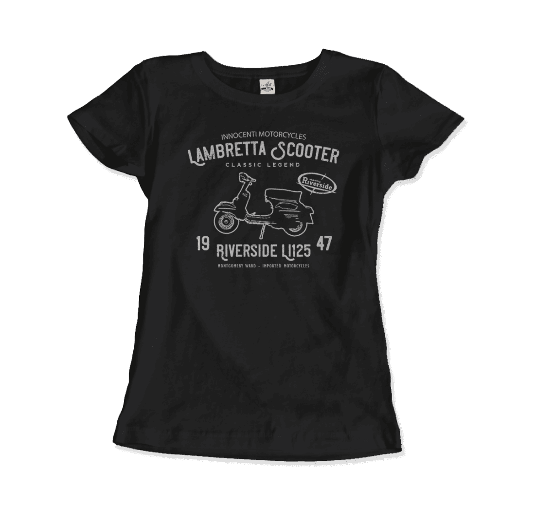 Innocenti Lambretta Scooter Riverside 1947 t-shirt by Art-O-Rama Shop