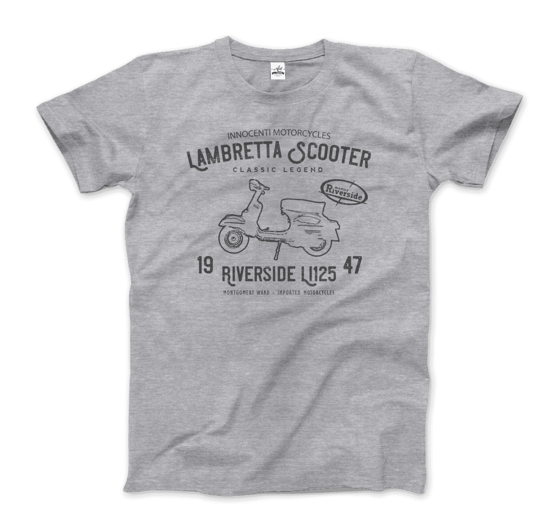 Innocenti Lambretta Scooter Riverside 1947 t-shirt by Art-O-Rama Shop