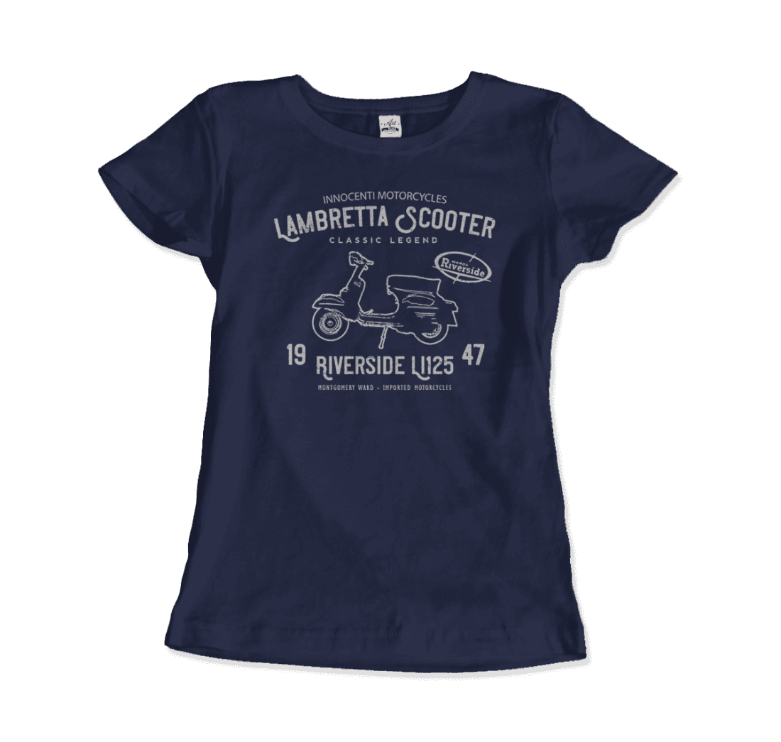 Innocenti Lambretta Scooter Riverside 1947 t-shirt by Art-O-Rama Shop