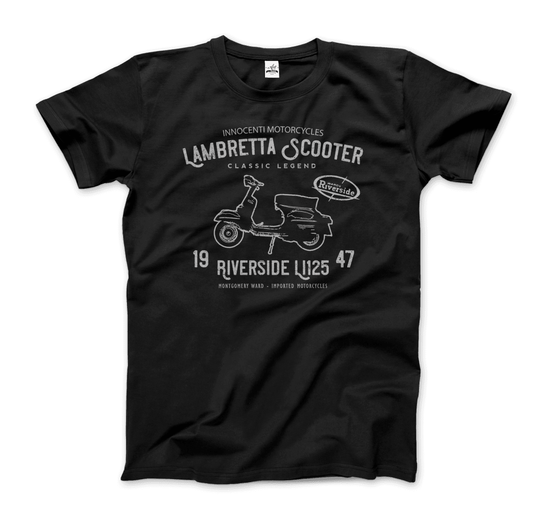 Innocenti Lambretta Scooter Riverside 1947 t-shirt by Art-O-Rama Shop