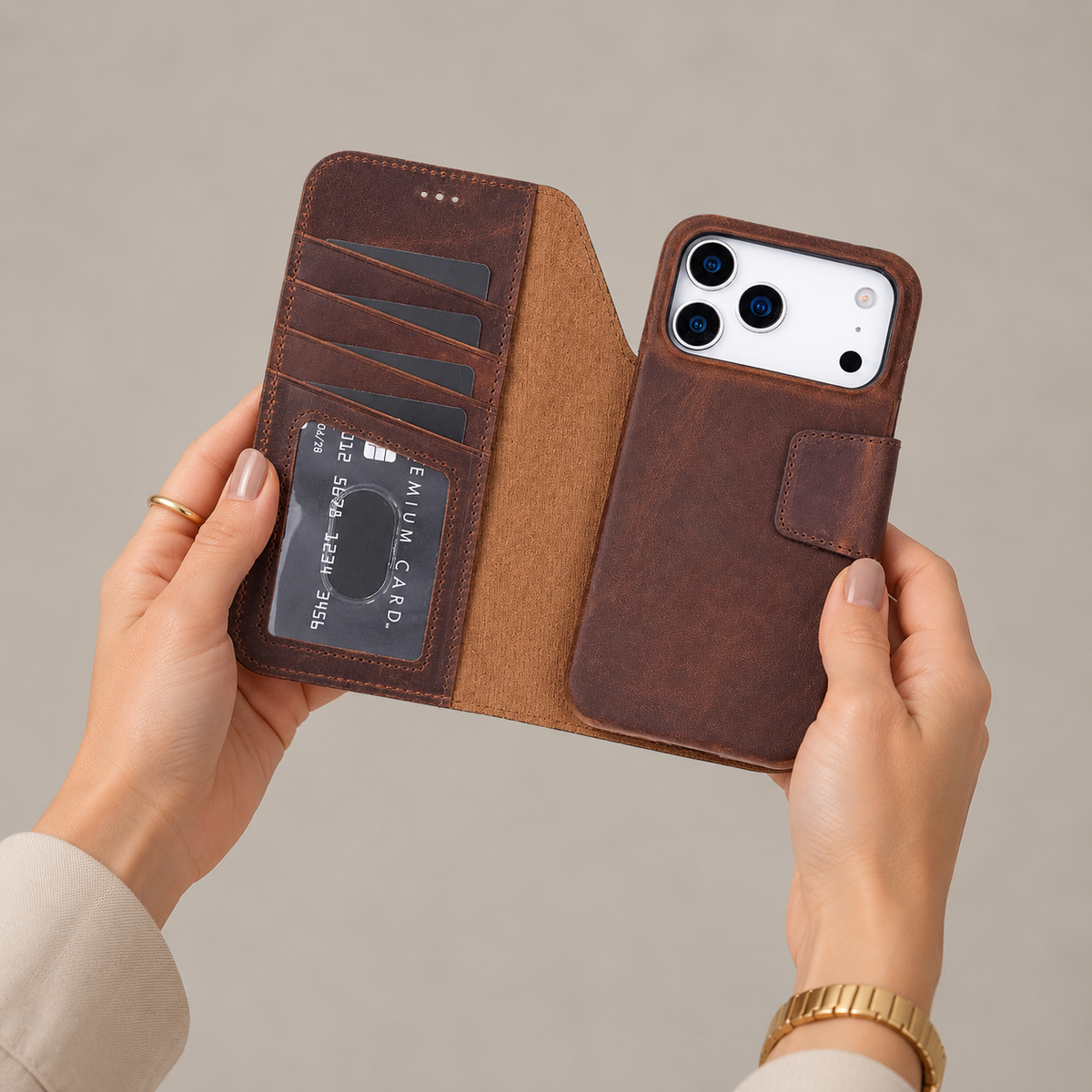 Brea iPhone 18 Pro Max Leather Wallet Case by TORONATA