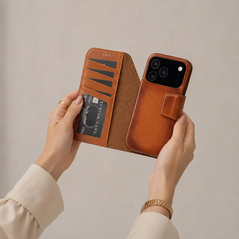 Brea iPhone 18 Pro Full-Grain Leather Wallet Case by TORONATA