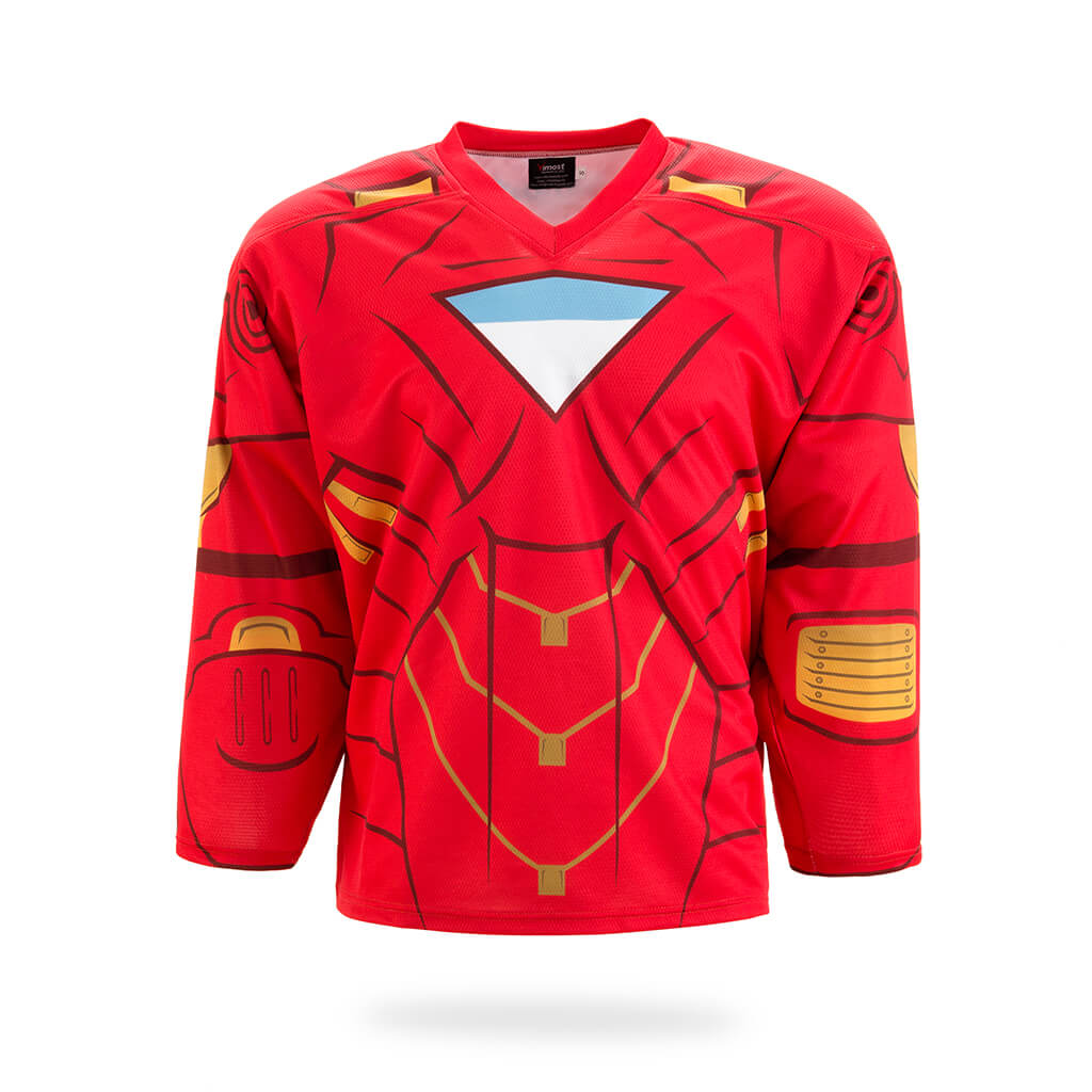 Custom Red Armor Graphic Ice Hockey Jersey by Vimost Sportswear