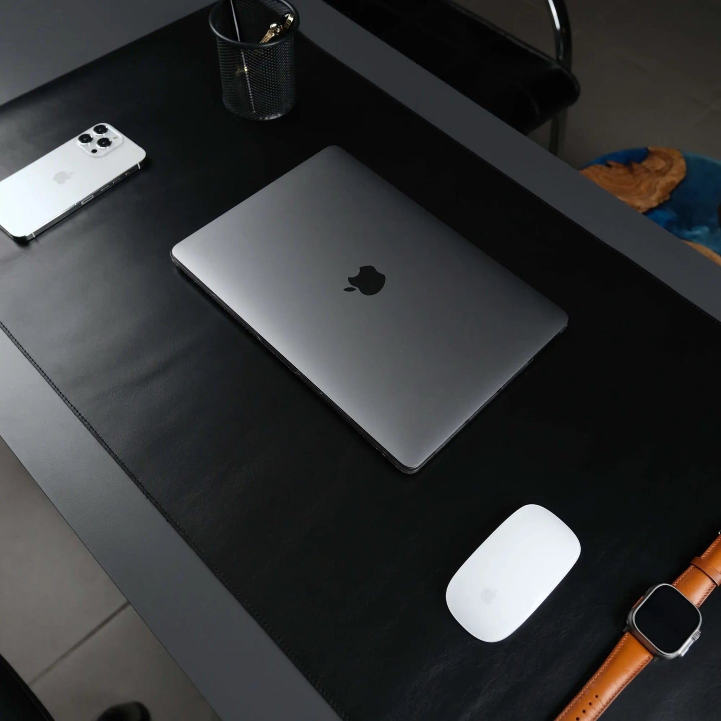 Jersey Black Leather Desk Pad for Office and Home by TORONATA