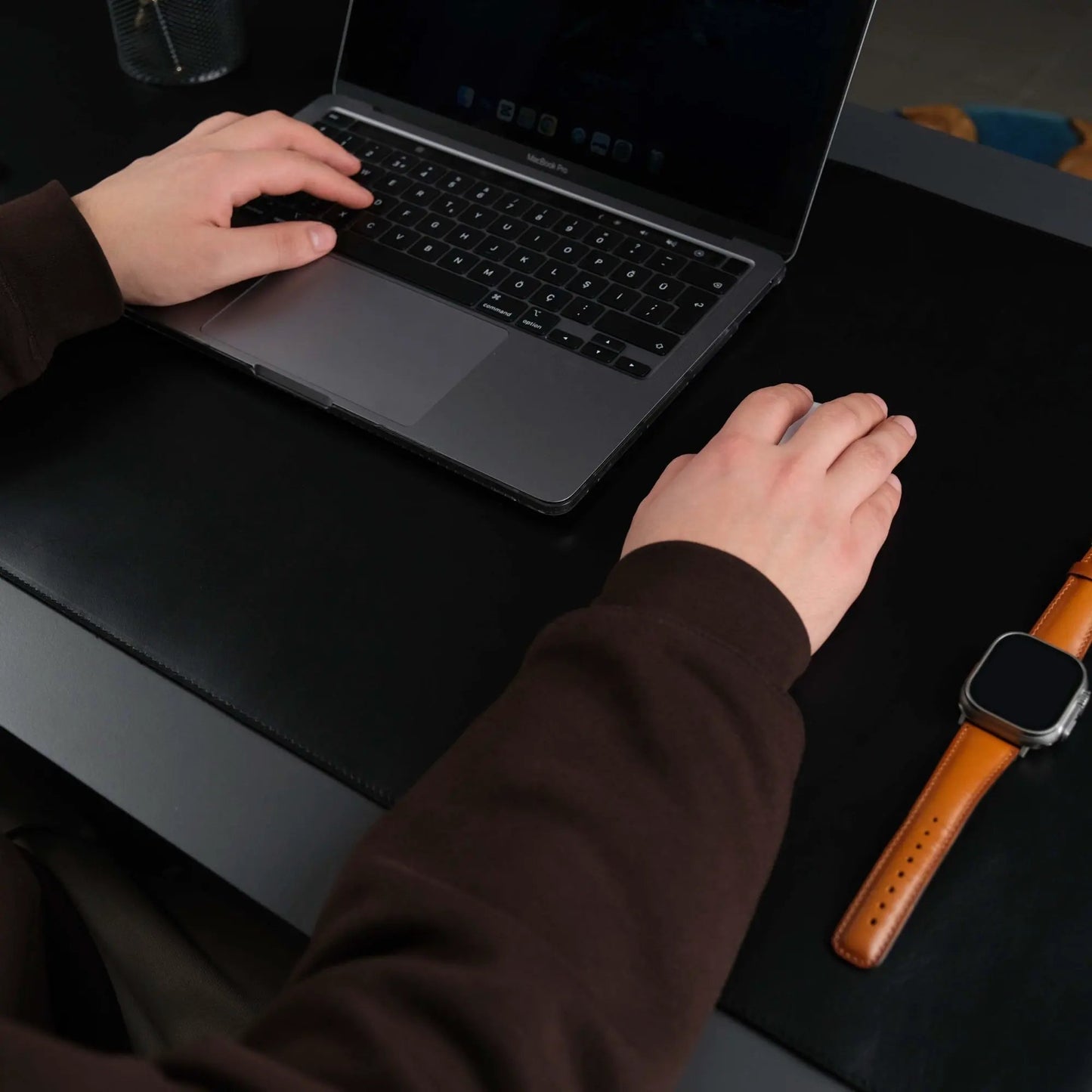 Jersey Black Leather Desk Pad for Office and Home by TORONATA