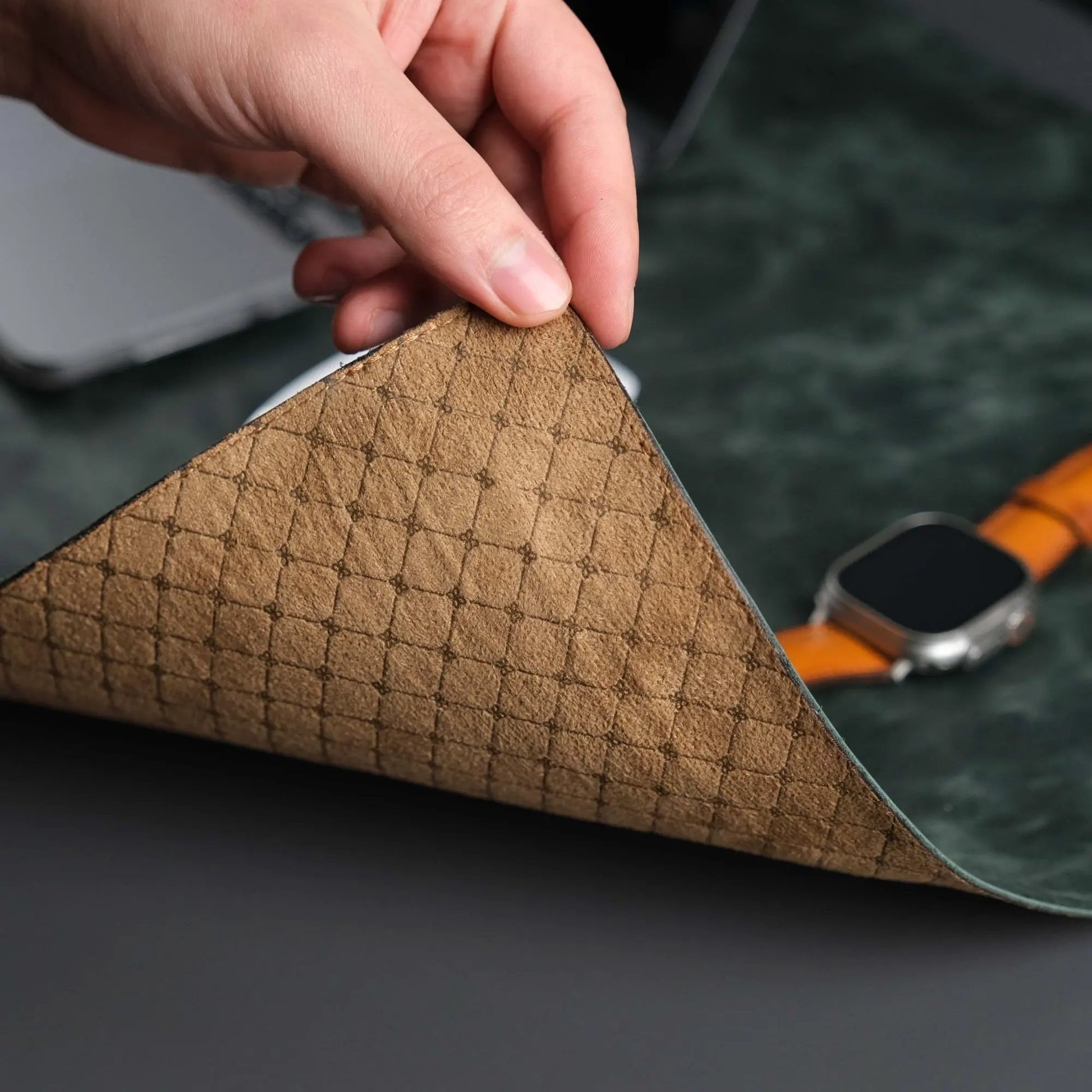 Jersey Dark Green Leather Desk Pad for Office and Home by TORONATA