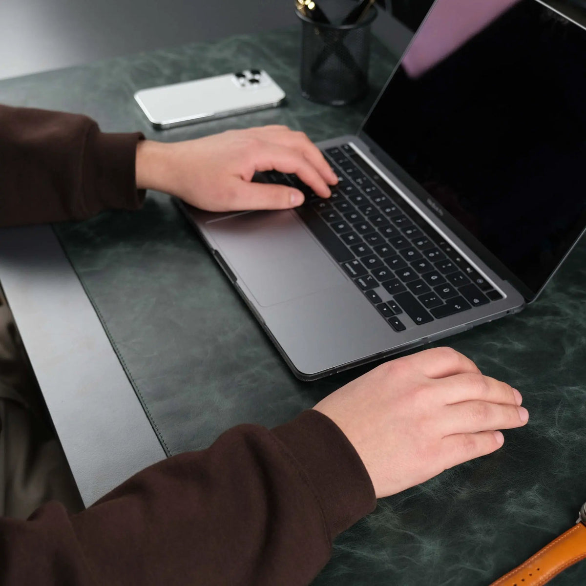 Jersey Dark Green Leather Desk Pad for Office and Home by TORONATA