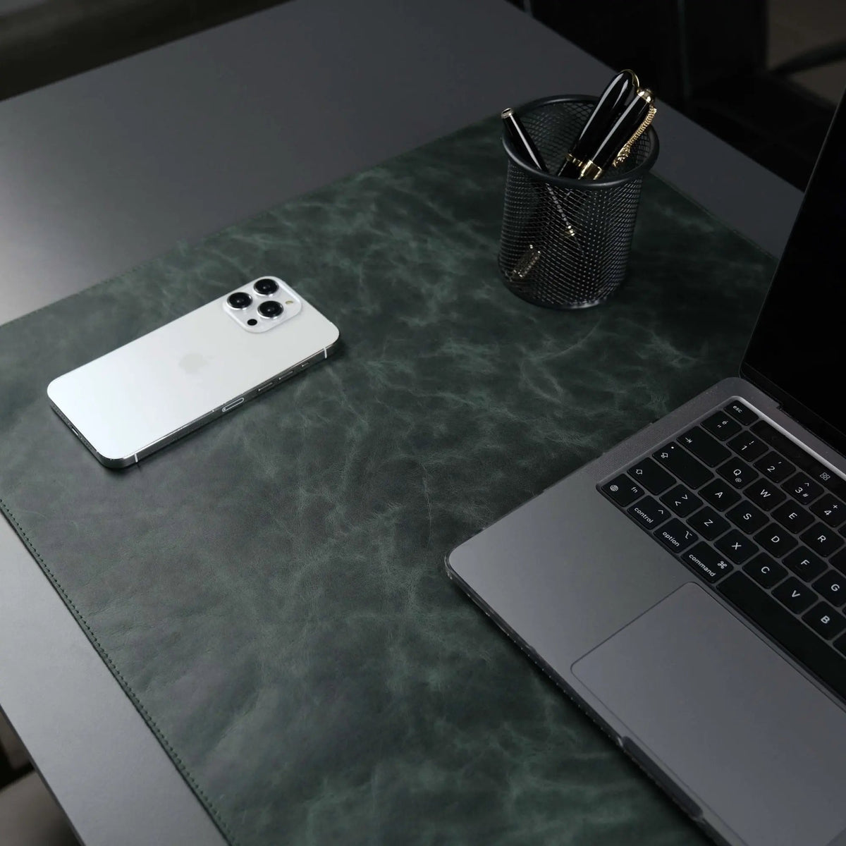 Jersey Dark Green Leather Desk Pad for Office and Home by TORONATA