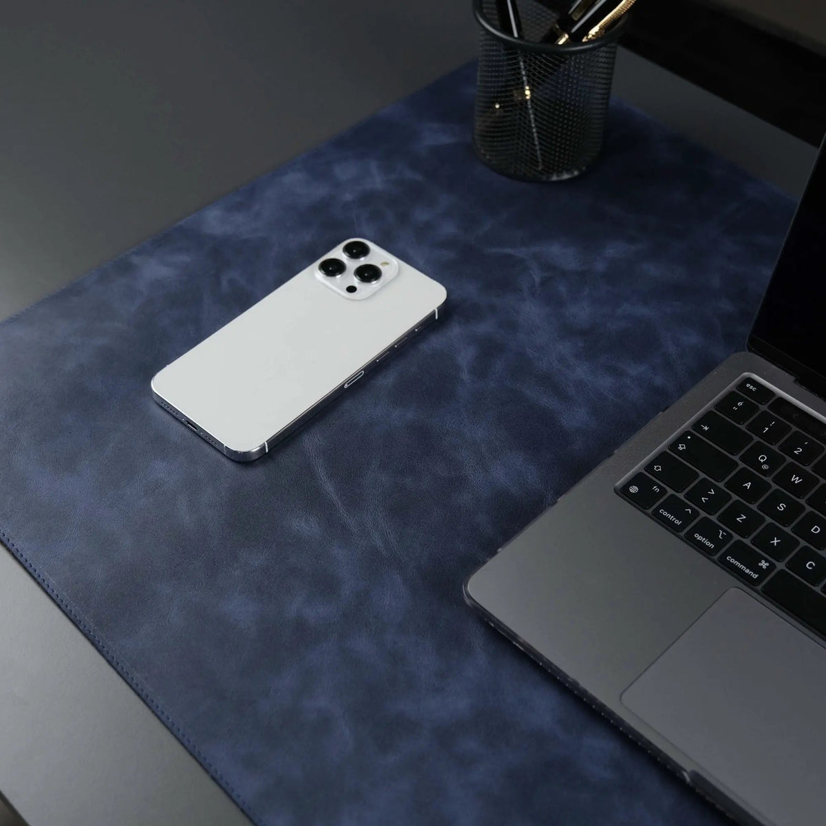 Jersey Navy Blue Leather Desk Pad for Office and Home by TORONATA