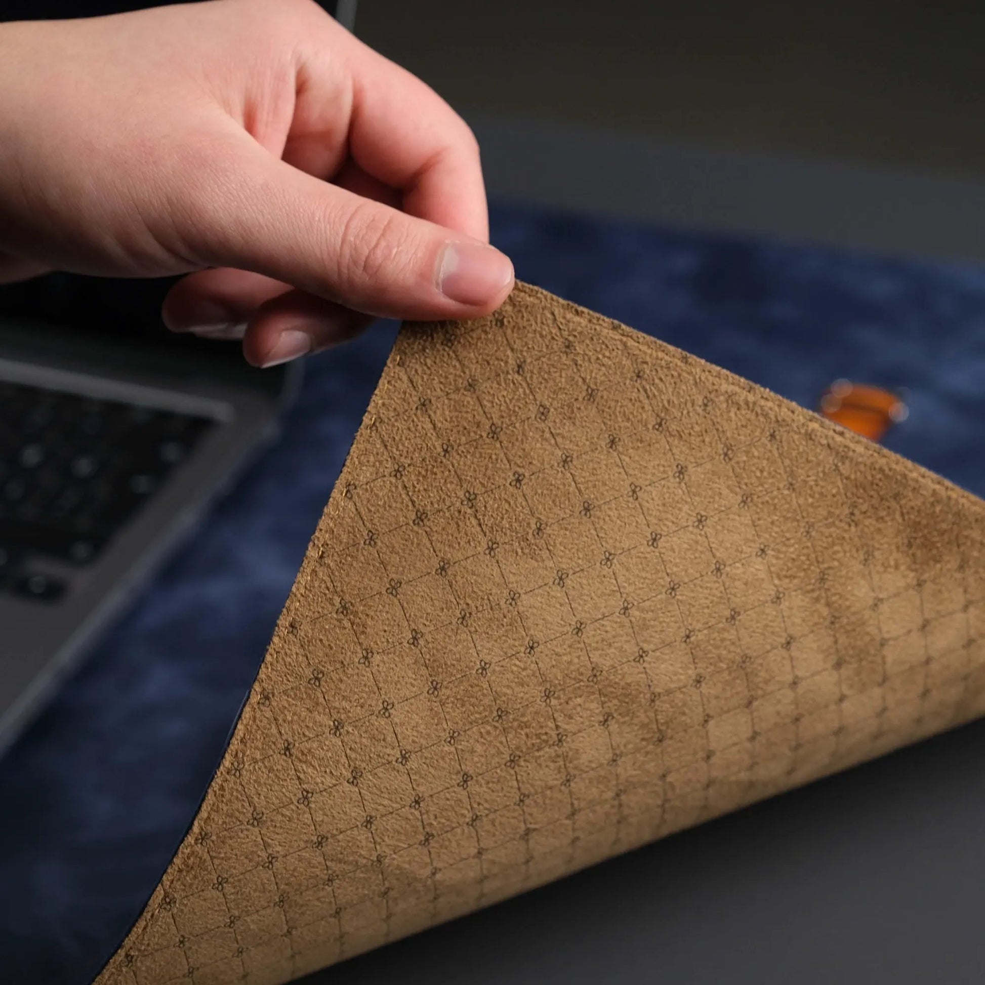 Jersey Navy Blue Leather Desk Pad for Office and Home by TORONATA