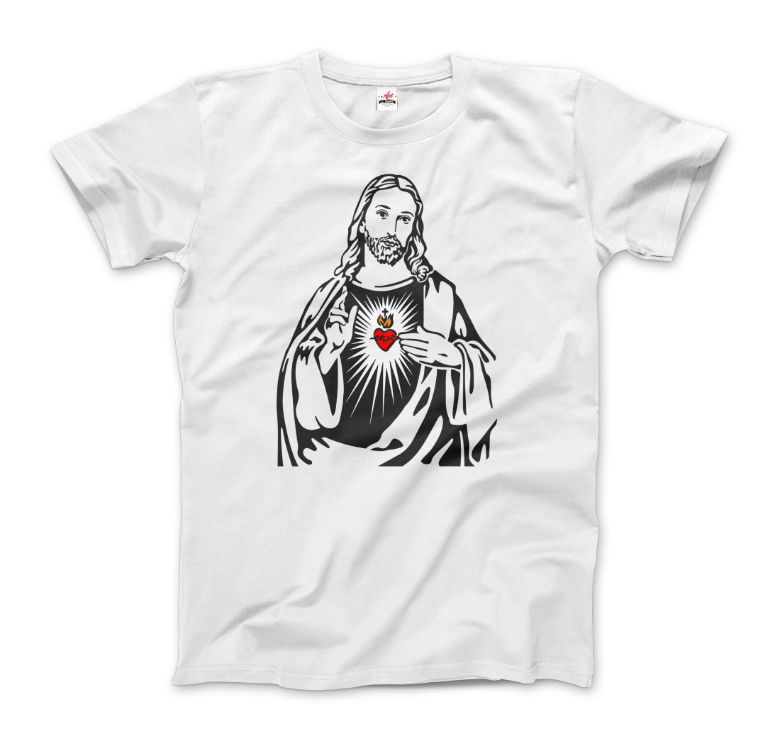 Jesus Christ Minimalist Design with Sacred Heart t-shirt by Art-O-Rama Shop