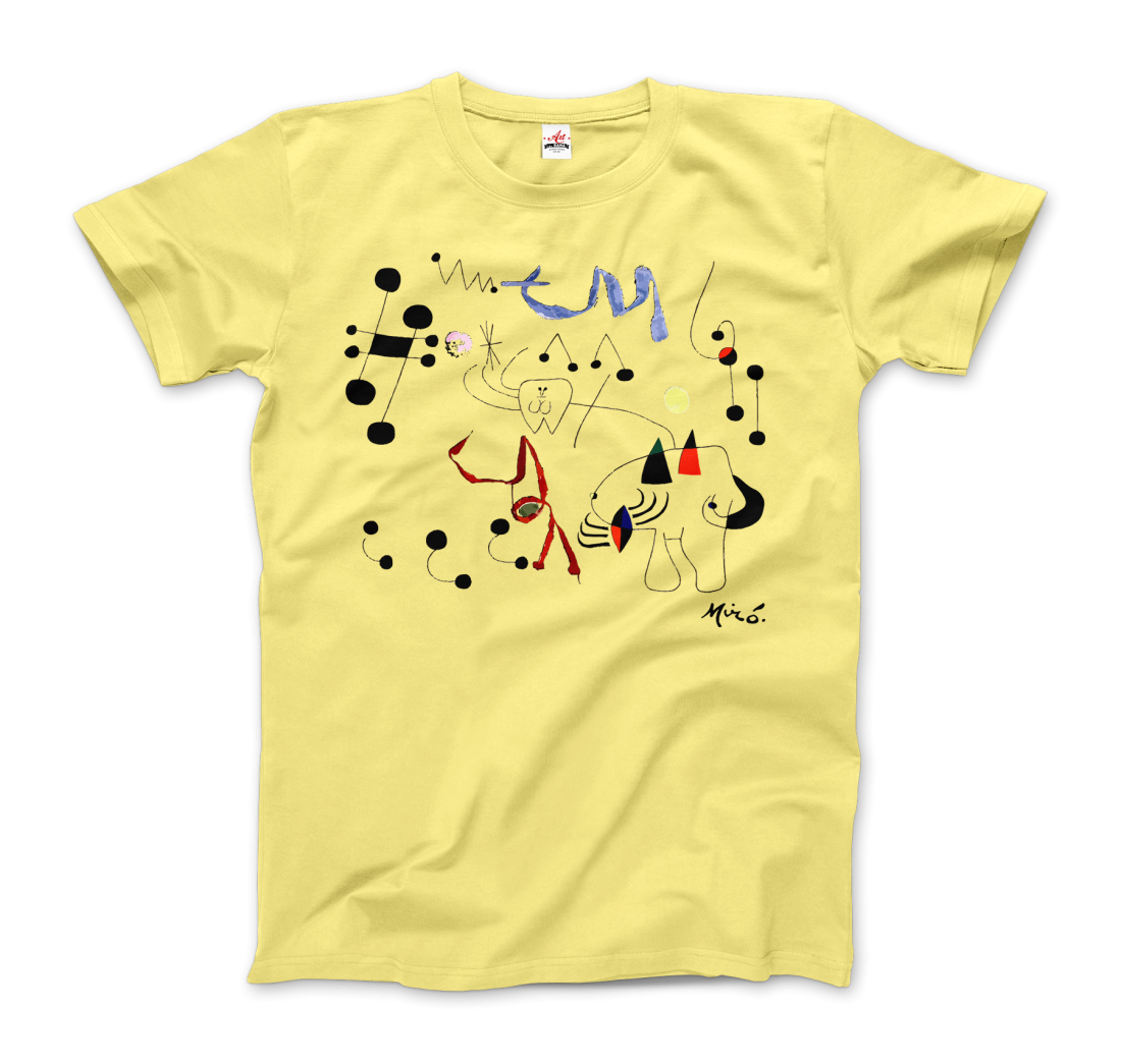 Joan Miro Woman Dreaming of Escape 1945 artwork t-shirt by Art-O-Rama Shop