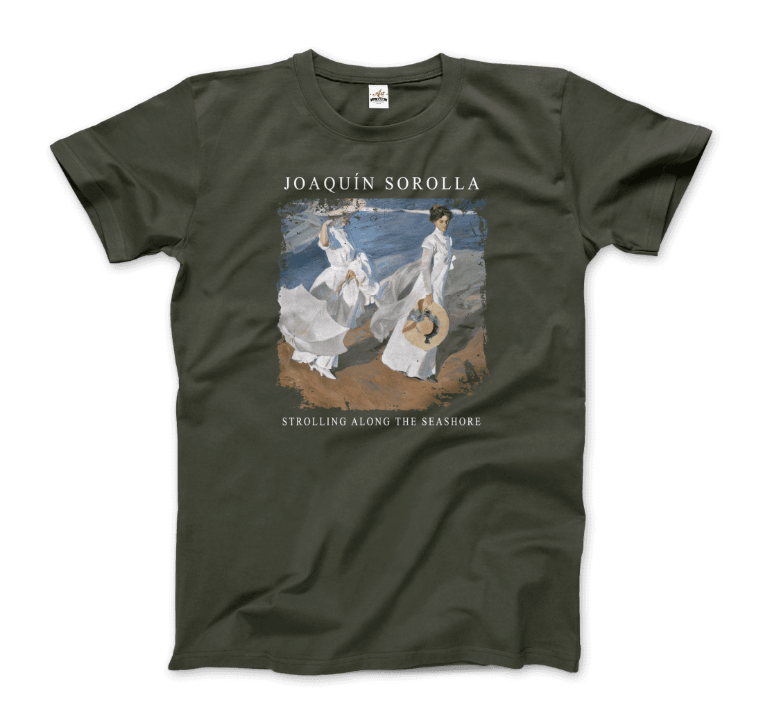 Joaquin Sorolla Strolling along the Seashore, 1909 artwork t-shirt by Art-O-Rama Shop