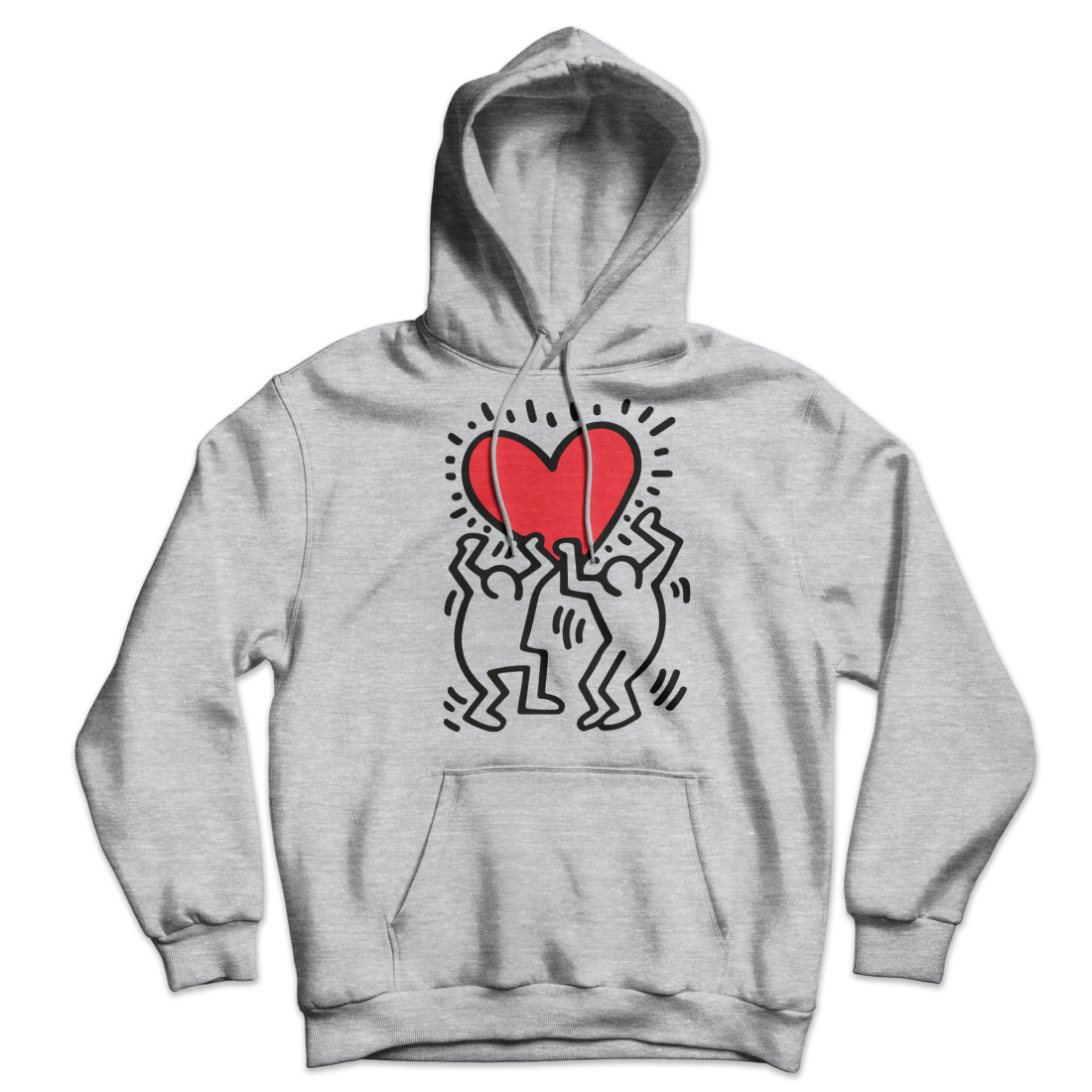 Men Holding Heart Icon, Street Art Hoodie by Art-O-Rama Shop