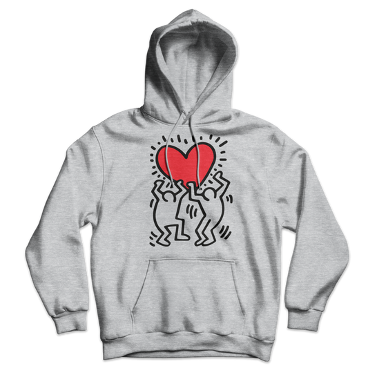 Men Holding Heart Icon, Street Art Hoodie by Art-O-Rama Shop