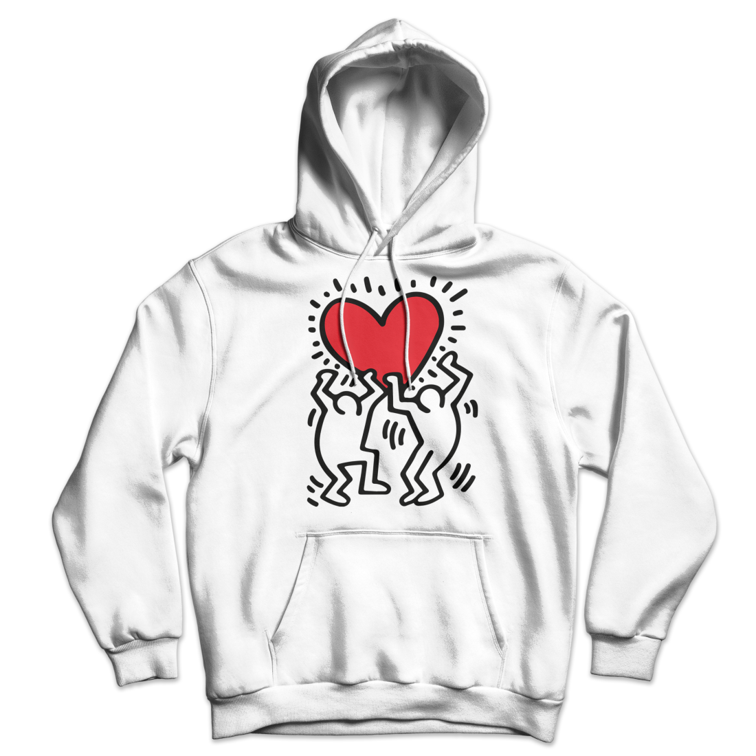 Men Holding Heart Icon, Street Art Hoodie by Art-O-Rama Shop
