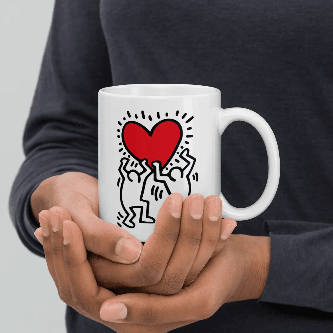 Men Holding Heart Icon, Street Art Mug by Art-O-Rama Shop