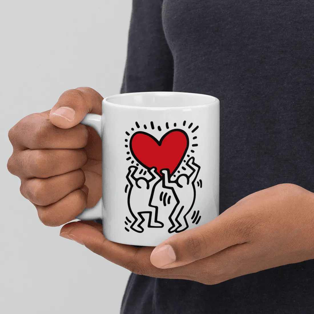 Men Holding Heart Icon, Street Art Mug by Art-O-Rama Shop
