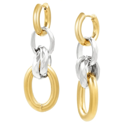 Earrings Chain II - Gold Plated Chain Drop Earrings by La Moda Me