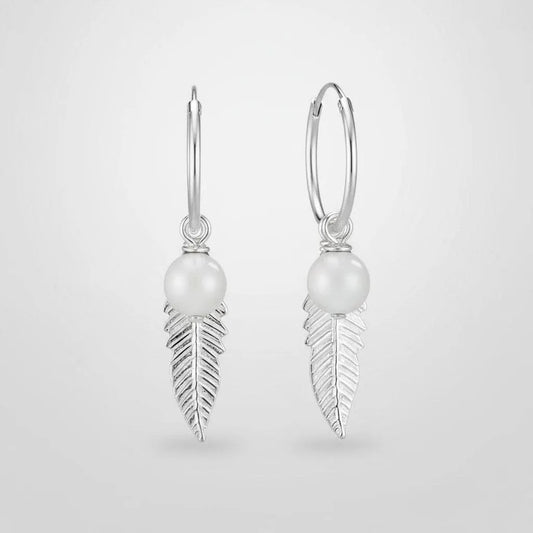 Earrings Feather - Gold Plated Feather Design Earrings by La Moda Me