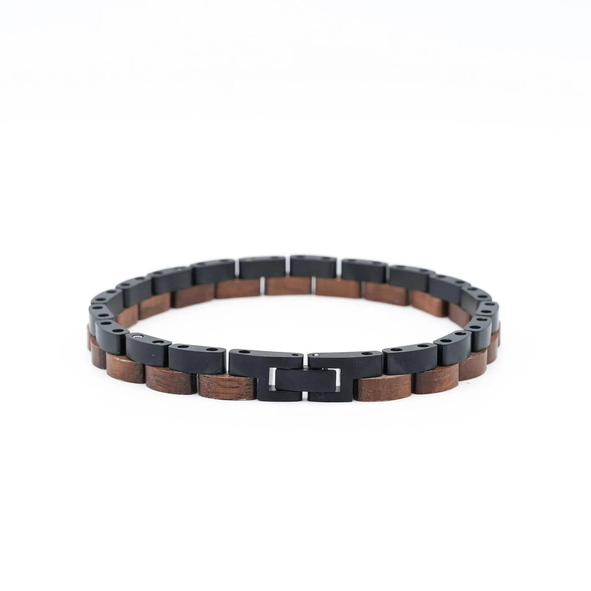 Bracelet Linus - Eco-Friendly Walnut & Black Steel Bracelet by La Moda Me
