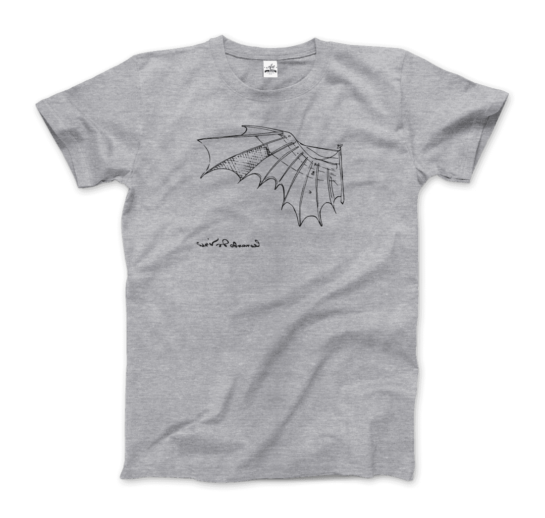 Leonardo Da Vinci, Glider Sketch artwork t-shirt by Art-O-Rama Shop