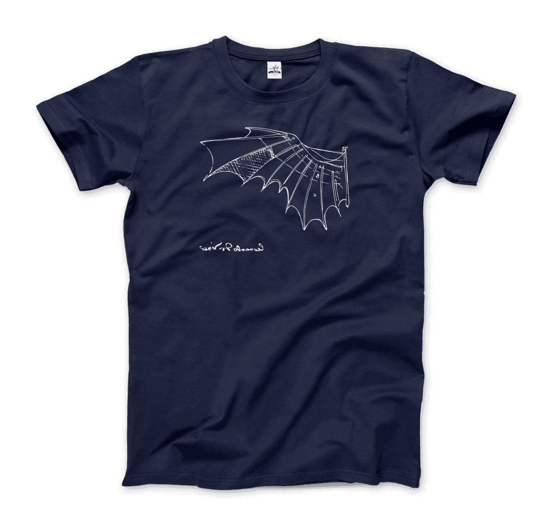 Leonardo Da Vinci, Glider Sketch artwork t-shirt by Art-O-Rama Shop