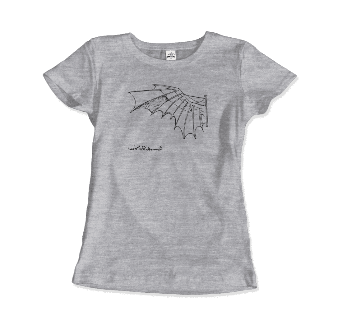 Leonardo Da Vinci, Glider Sketch artwork t-shirt by Art-O-Rama Shop