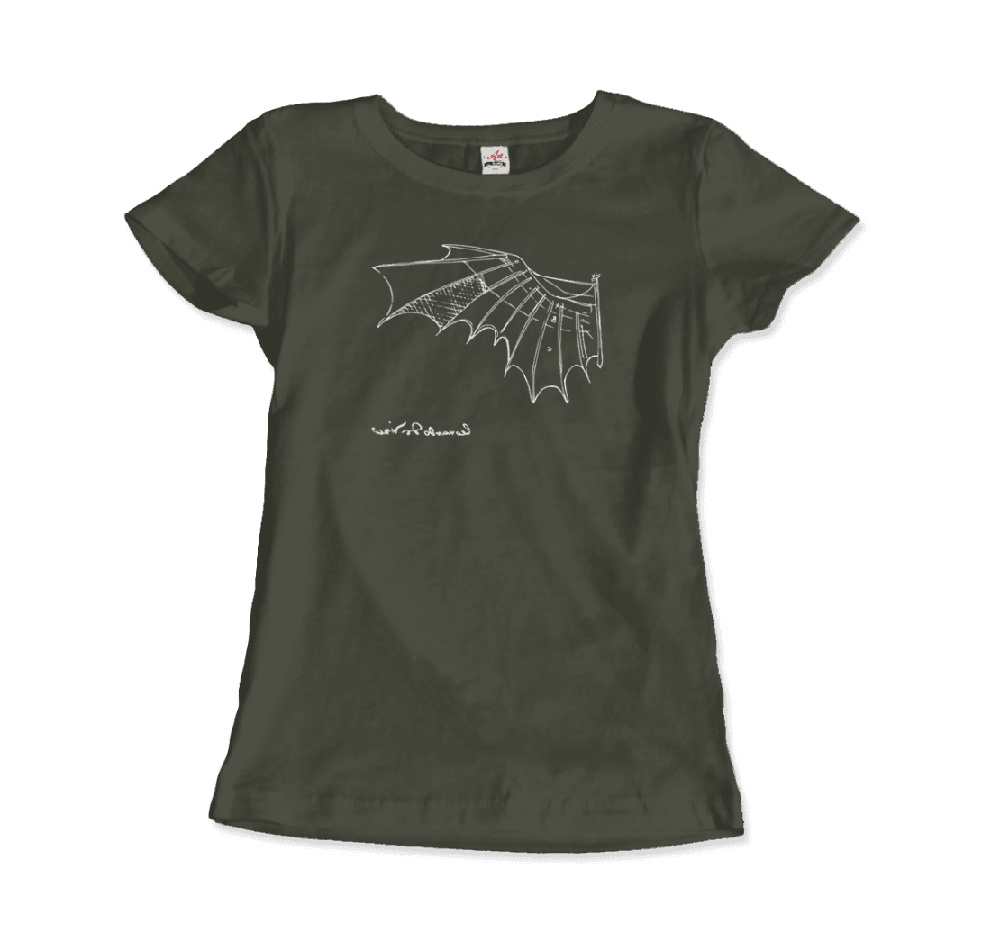 Leonardo Da Vinci, Glider Sketch artwork t-shirt by Art-O-Rama Shop