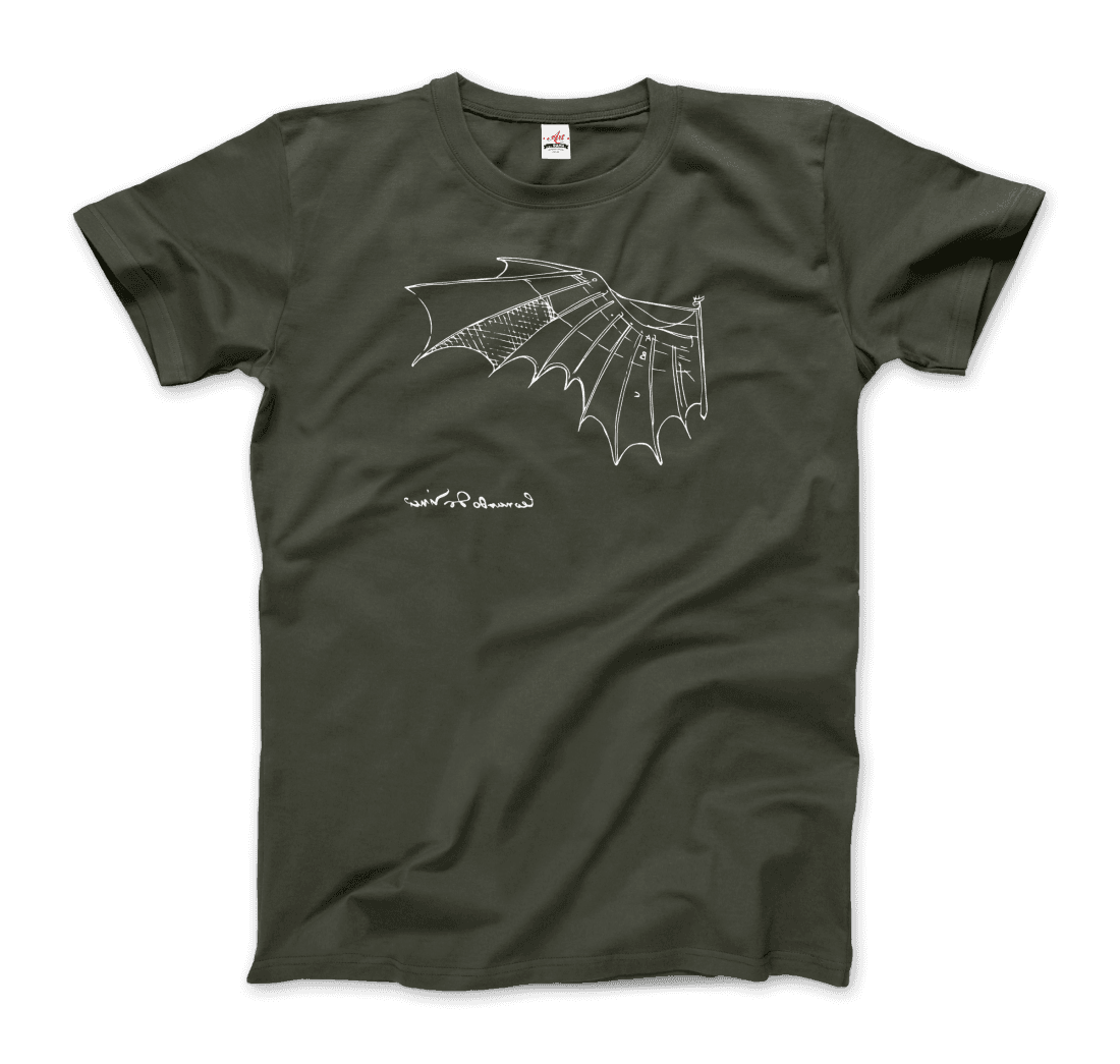 Leonardo Da Vinci, Glider Sketch artwork t-shirt by Art-O-Rama Shop