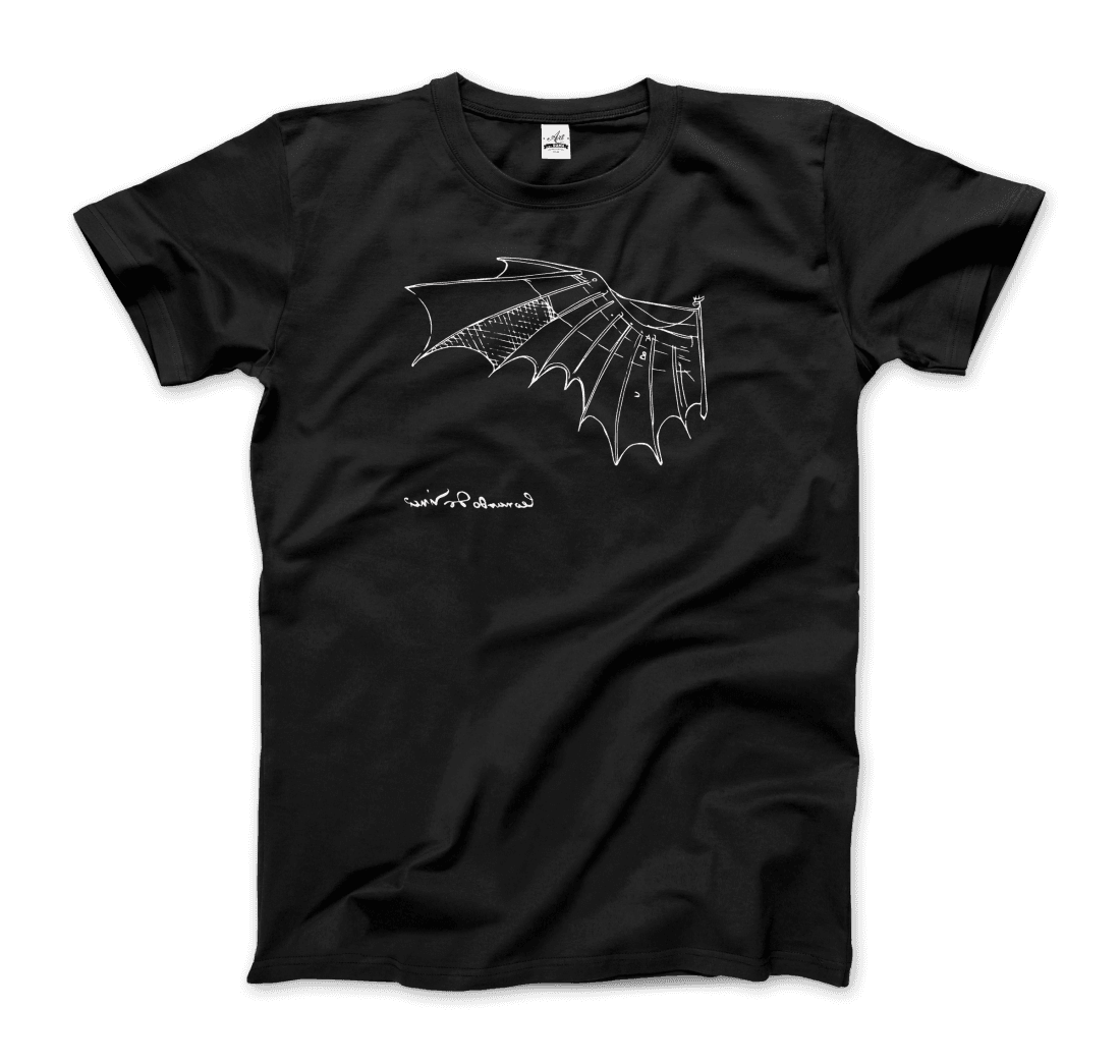 Leonardo Da Vinci, Glider Sketch artwork t-shirt by Art-O-Rama Shop